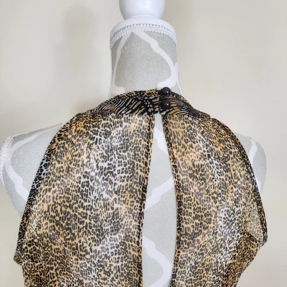 Vintage Joseph Ribkoff Layered Dress Size 10 Tribal Cheetah Print Brown - Picture 11 of 15